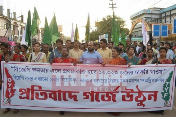 Melarmath pushed Unemployed, Jobless youths to walk in DYFI's rally to fight for illegal 10,323 jobs